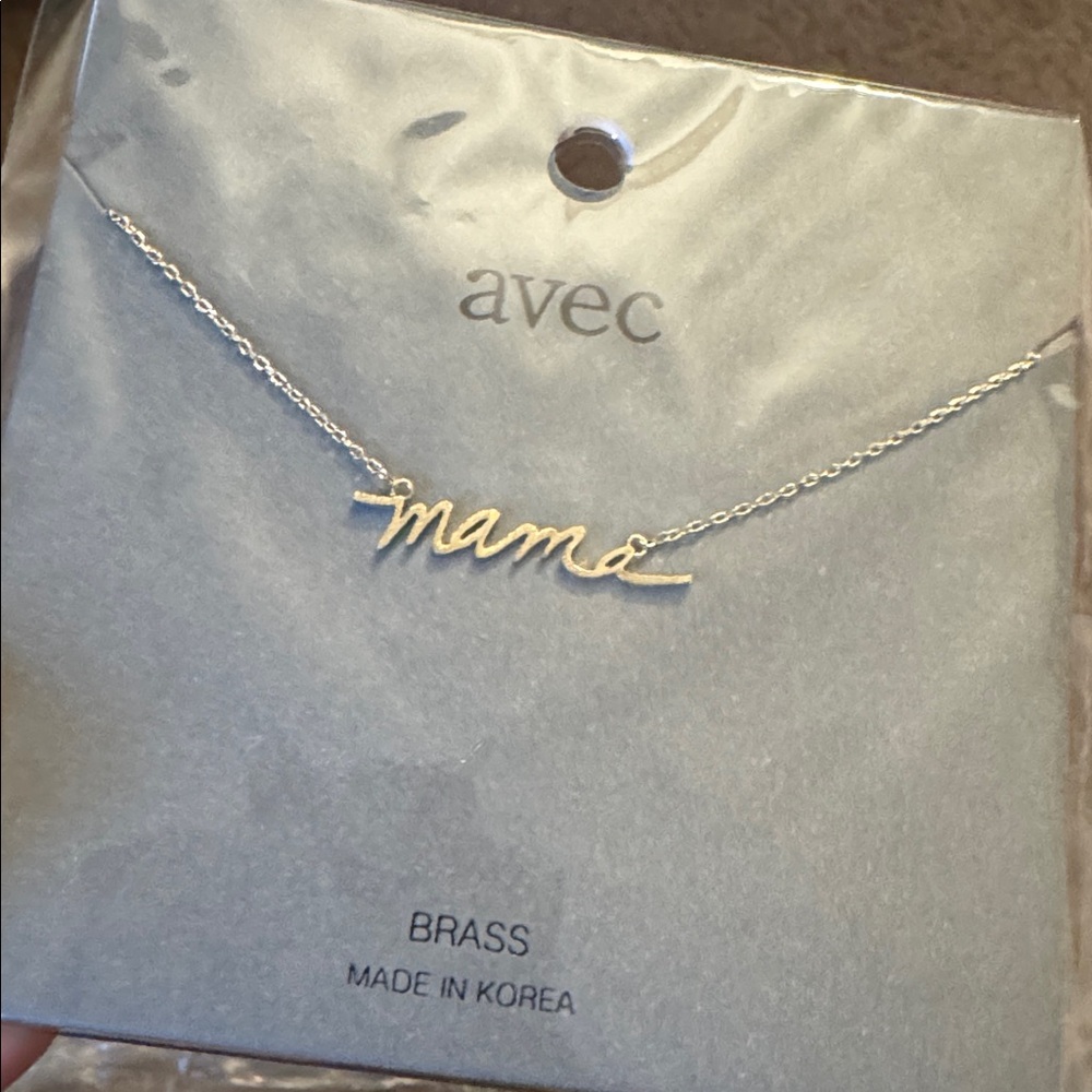 MAMA- Brass Script Pendant Necklace